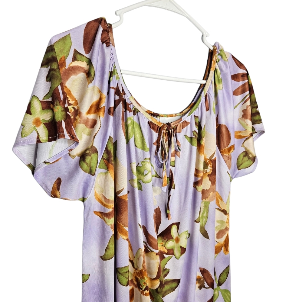Vintage Castle Harbor muumuu lilac Hawaiin Dress flowers Sz 3X - Picture 4 of 5
